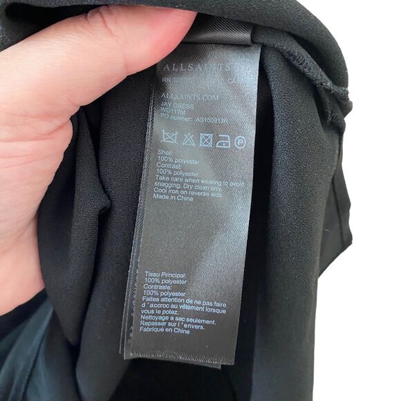 AllSaints Womens Size XS Jay Dress Sleeveless Black Step Hem Short Mini Shift - Picture 6 of 8